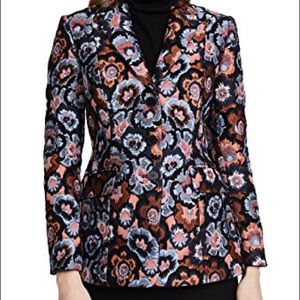 Theory Floral Jacquard Two Button Riding Jacket